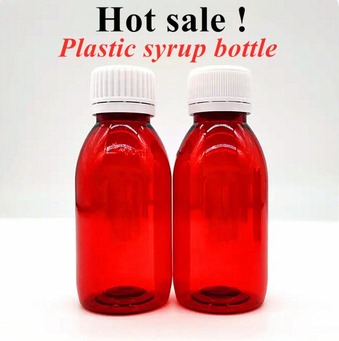 3oz 4oz 5oz 100ml 120 Ml 150ml Pharmaceutical Pet Round Amber Plastic Bottles Cough Syrup Bottle for Oral Liquid with Measuring Cup
