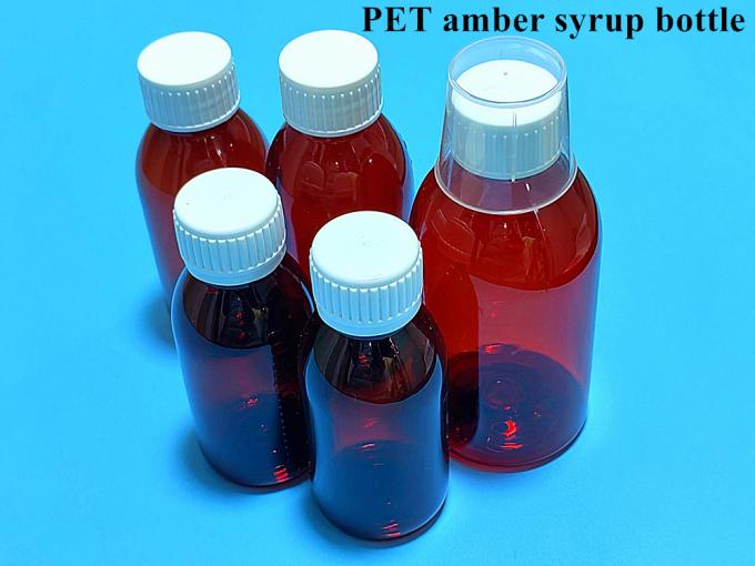 100ml 120ml 150ml Amber Cough Syrup Liquid Round Bottles Pet Medicine Plastic Syrup Bottle with CRC Screw Cap