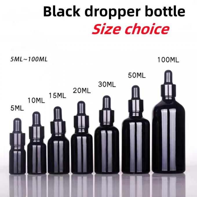 Wholesale Cheap 5ml 10ml 20ml 30ml 50ml 100ml Black Glass Dropper Bottle Essential Oil Glass Bottle