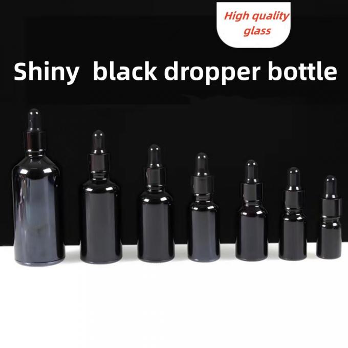 Wholesale 10ml 15ml 20ml 30ml 50ml 100ml Black Frosted Beard Oil Glass Dropper Bottles with Childproof Cap