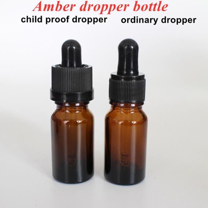 5ml 15ml 20ml 30ml 50ml Cosmetic Packaging Round Plasitc Collar Facial Essential Oil Amber Essential Oil Bottle with Child Resistant Dropper Cap