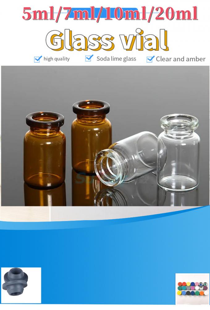 Hot Sale 5ml 7ml 10ml 20ml Medicine Borosicilate Tubular Glass Injection Vials with Aluminum Plastic Cap