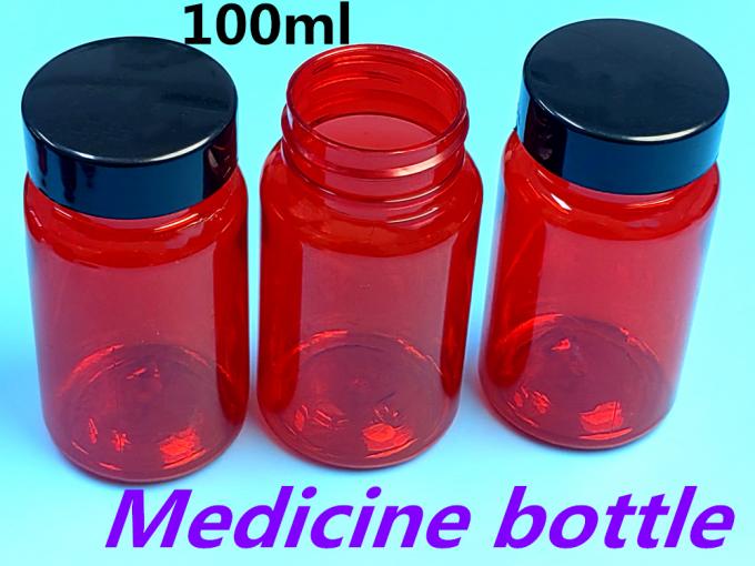 Pet Plastic Red 100ml 150ml Medicine Capsule Pill Bottle Packaging Container Healthcare Supplement Bottle