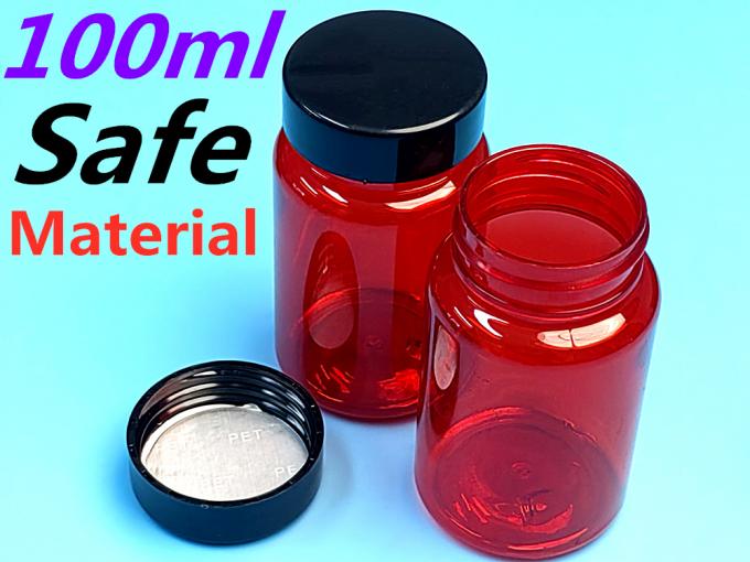 Pet Plastic Red 100ml 150ml Medicine Capsule Pill Bottle Packaging Container Healthcare Supplement Bottle