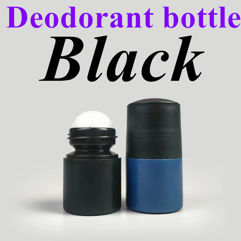 50ml Black Empty HDPE plastic roller ball Plastic Roll on Deodorant Antiperspirant Bottle with Black Lid