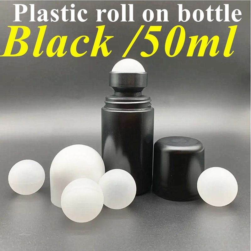 50ml Black Empty HDPE plastic roller ball Plastic Roll on Deodorant Antiperspirant Bottle with Black Lid