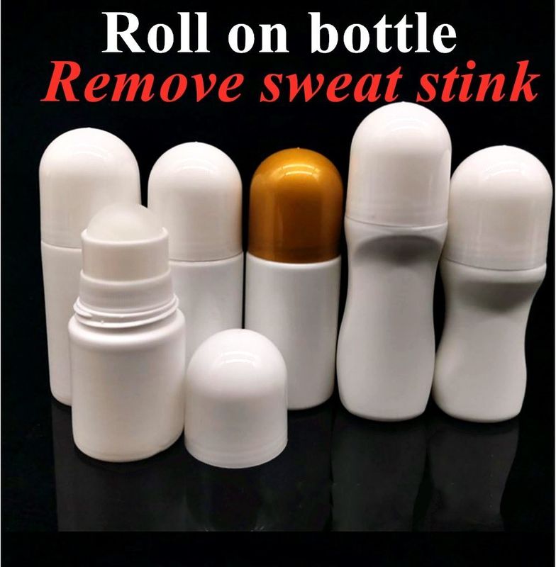 30ml 50ml 60ml White PE Plastic Deodorant Bottle Empty Refillable Roll on Bottles for Perfumes Sweat roller on bottle