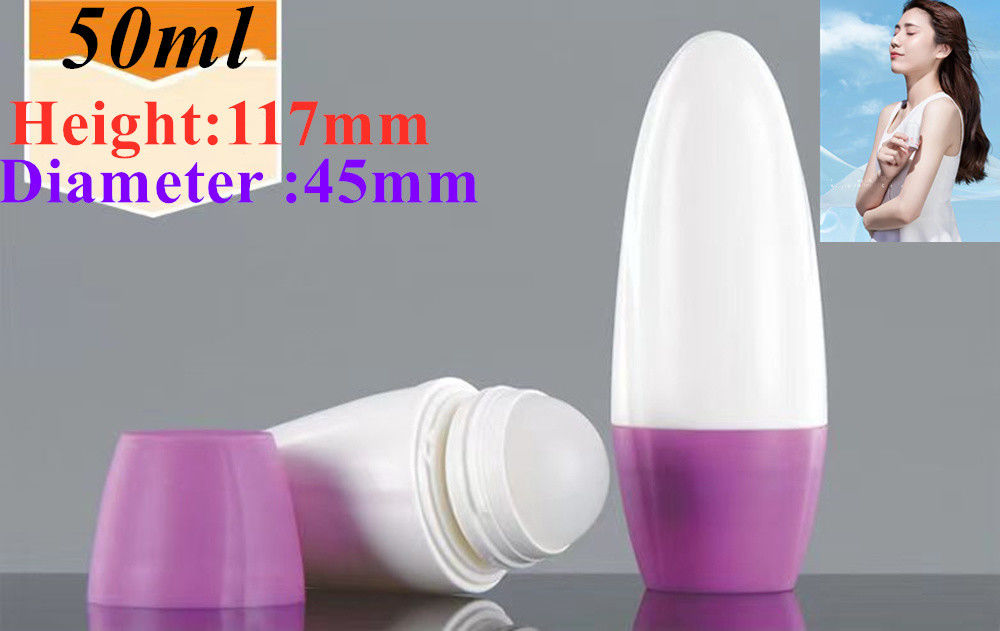 HDPE 30ml 50ml 60ml Plastic Roll on Cylindrical Round Roller Bottle Deodorant bottle Container with Plastic Roller ball