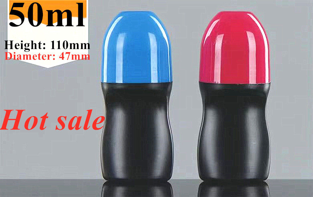 HDPE 30ml 50ml 60ml Plastic Roll on Cylindrical Round Roller Bottle Deodorant bottle Container with Plastic Roller ball