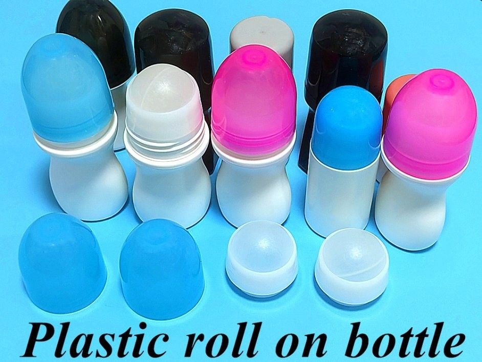 HDPE 30ml 50ml 60ml 100ml Plastic Roll on White Cylindrical Round Roller Bottle Deodorant Container with roll on ball