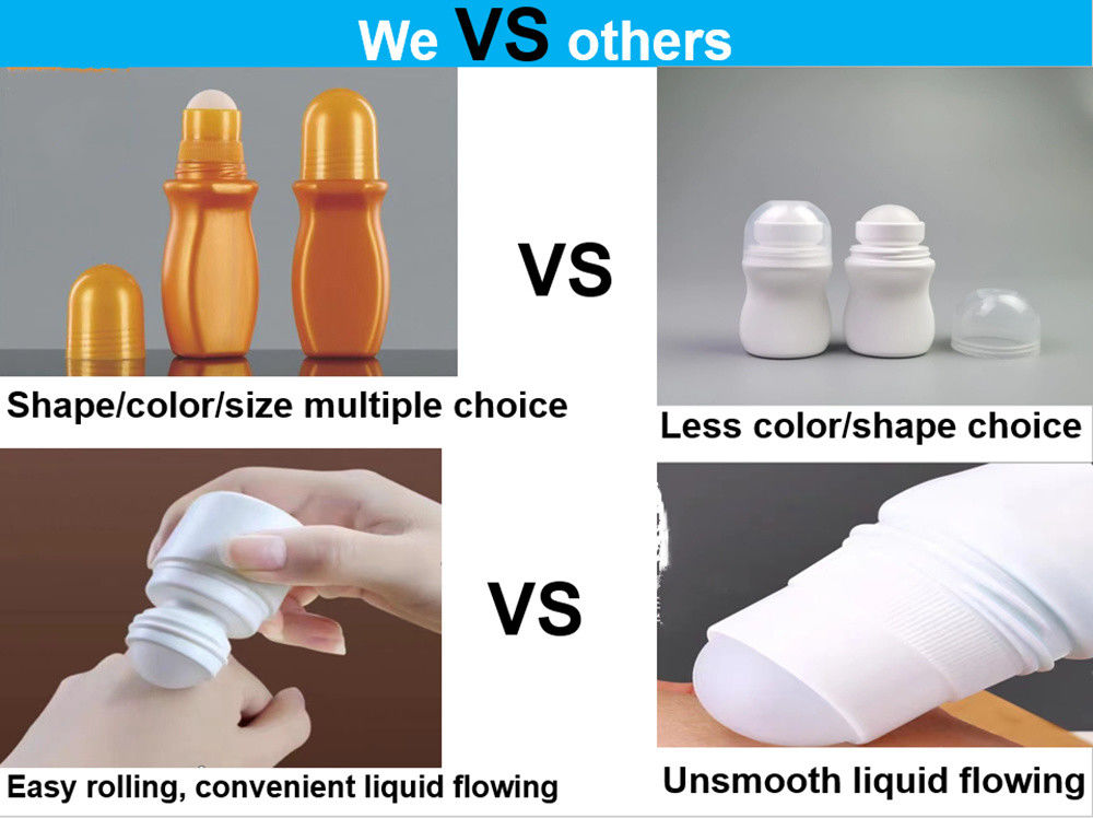 30ml 50ml HDPE sunscreen body care empty essential oil Plastic Deodorant Bottle with Roller Ball for Body Odor