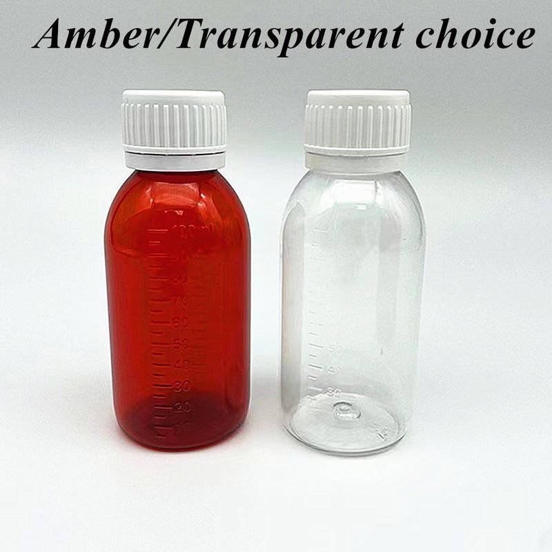 100ml 120ml 150ml Round Empty Plastic Pet Medicine Liquid Oral suspension Bottle Amber Cought Syrup Bottle