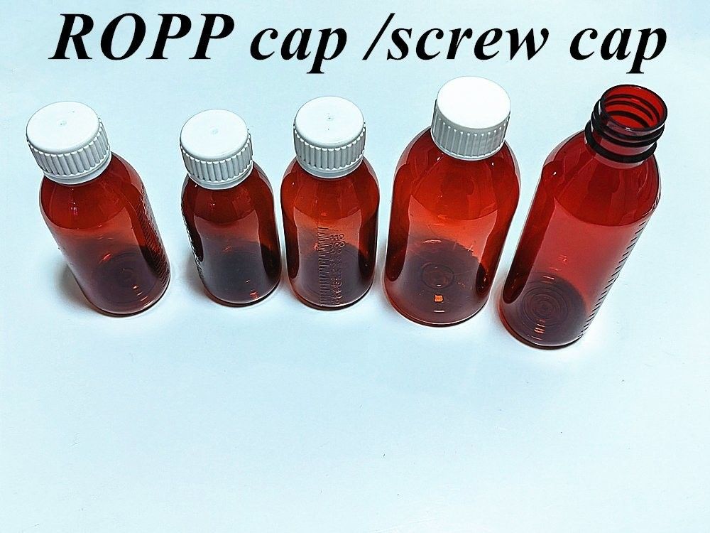 100ml 120ml 150ml Ample Pet Red Container Cough Syrup Bottle Medicine oral liquid brown Plastic Bottles