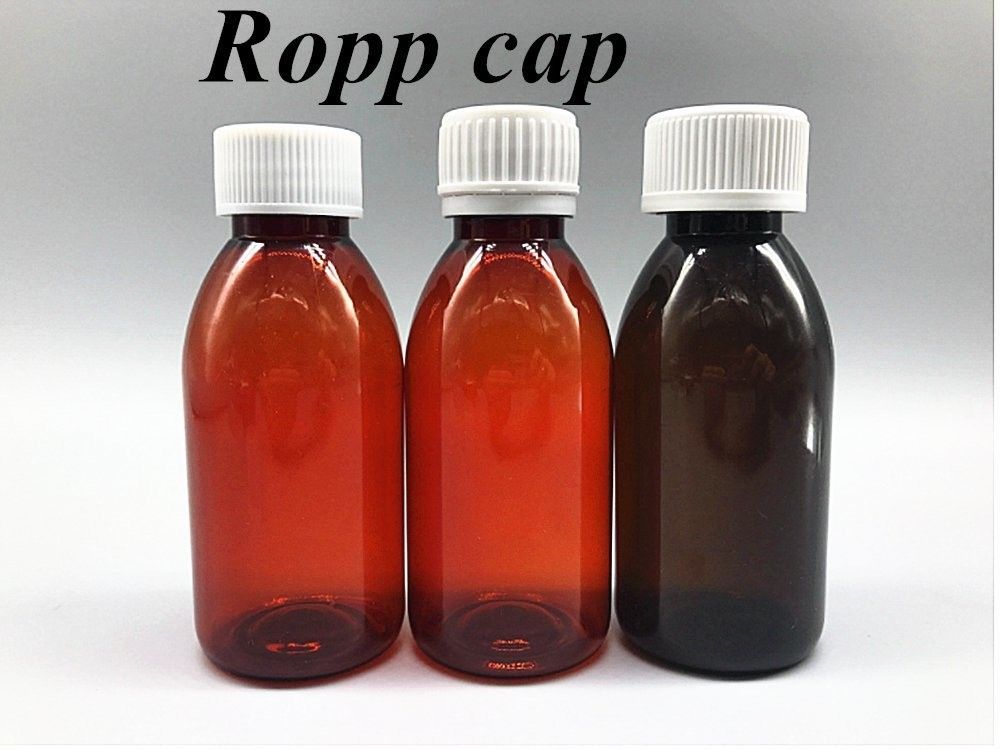 3oz 4oz 5oz Amber Pet Cough Syrup Liquid bottle Round Medicine oral liquid Syrup Botttle with CRC Screw Cap