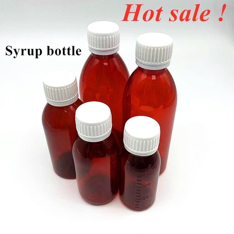 3oz 4oz 5oz Pet Pharmaceutical Container  Amber Round Pharmaceutical Meidicine Oral Liquid Syrup Bottle