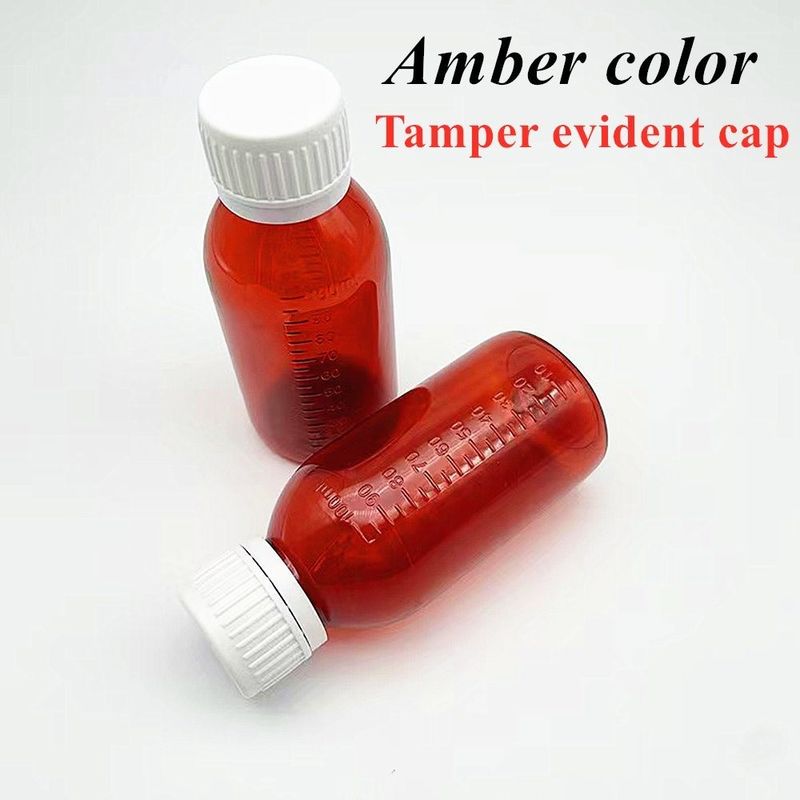 3oz 4oz 5oz Pet Pharmaceutical Container  Amber Round Pharmaceutical Meidicine Oral Liquid Syrup Bottle