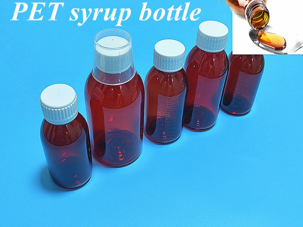 100ml 120ml Liquid Amber Plastic Syrup Bottle with screw lid Empty Round PET Amber Syrup Plastic Bottle