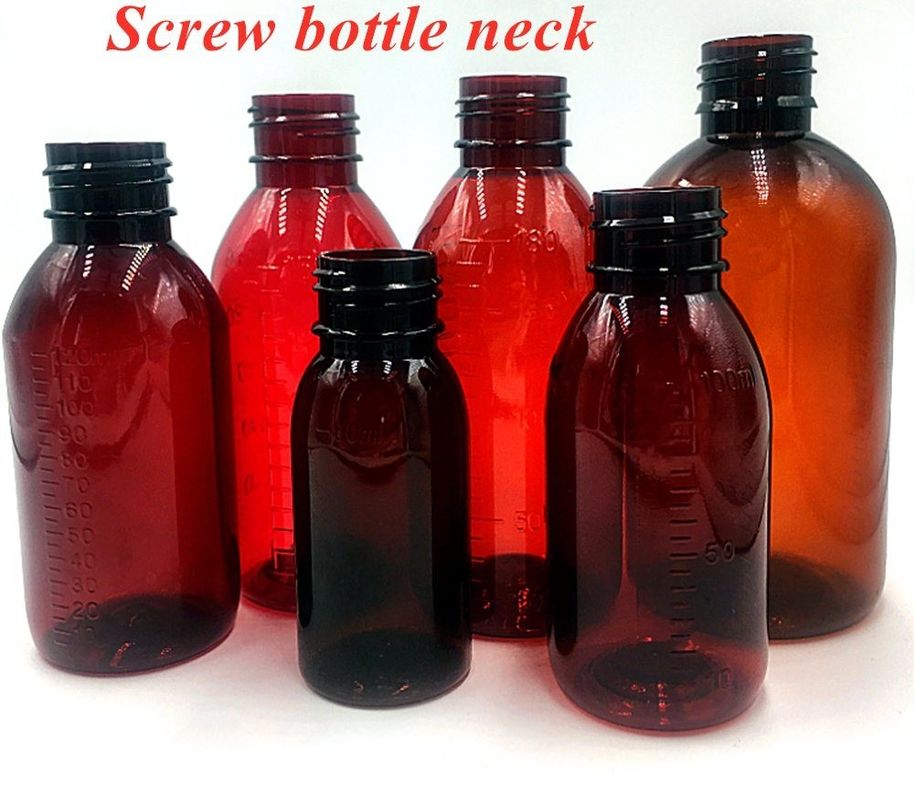 Brown 100ml 120ml Pet Syrup Bottles With CRC Screw Cap For Oral Liquid