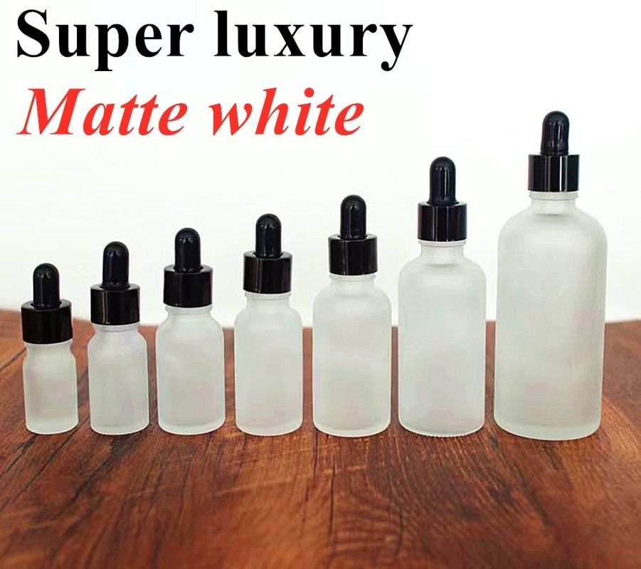 Luxury 15ml 20ml 30ml 50ml Empty Essential Oil Matte White Frosted amber essential oil glass Dropper Bottle
