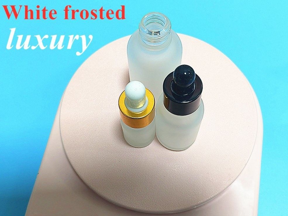 1oz 2oz 5ml 10ml 20ml 30ml 50ml 100ml White Frosted Black Glass Dropper Bottle for Esse
