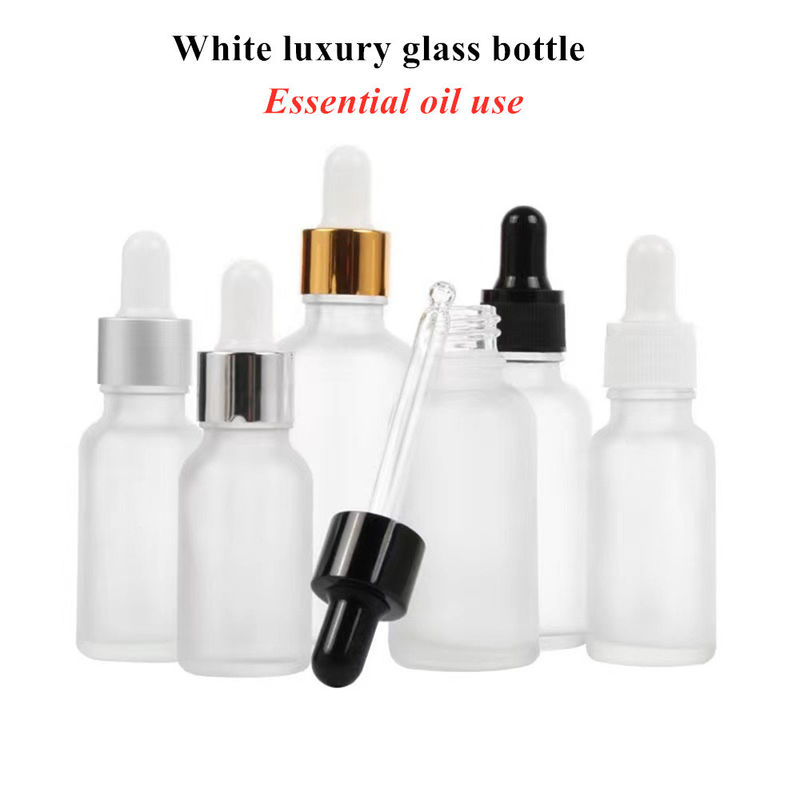 1oz 2oz 5ml 10ml 15ml 20ml 30ml 50ml Empty Essential Oil skincare serum face hand use White Frosted Glass Dropper Bottl