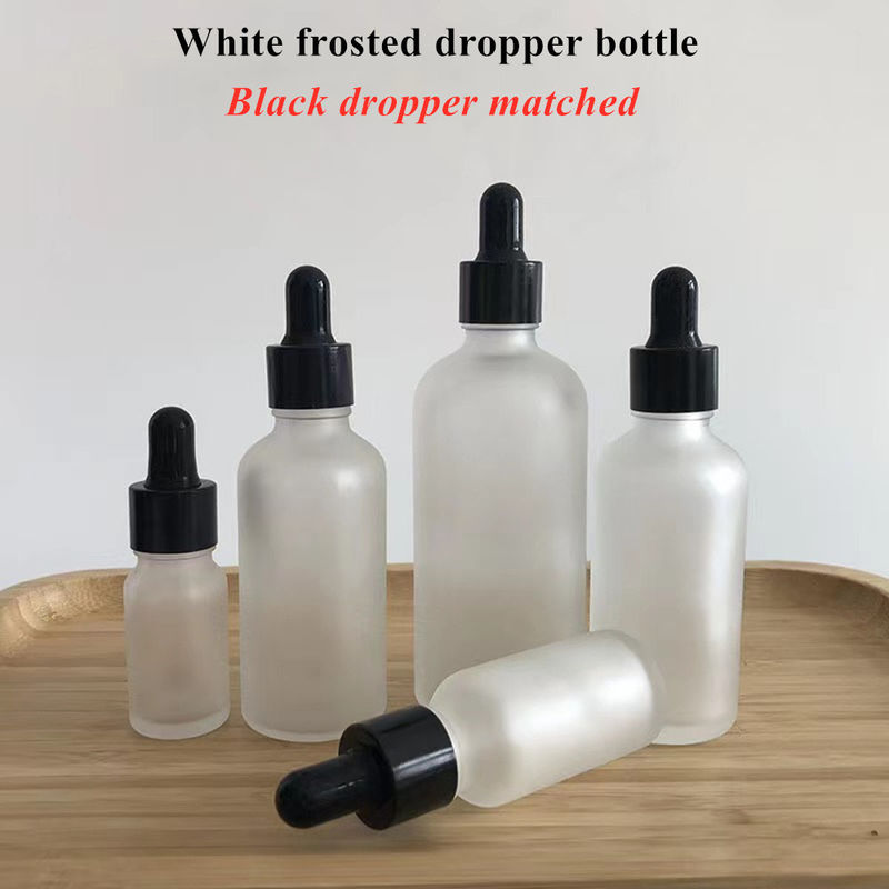 Matte Matte White 20ml 30ml Glass Dropper Bottle Glass Serum Essential oil bottle with Black Dropper Cap