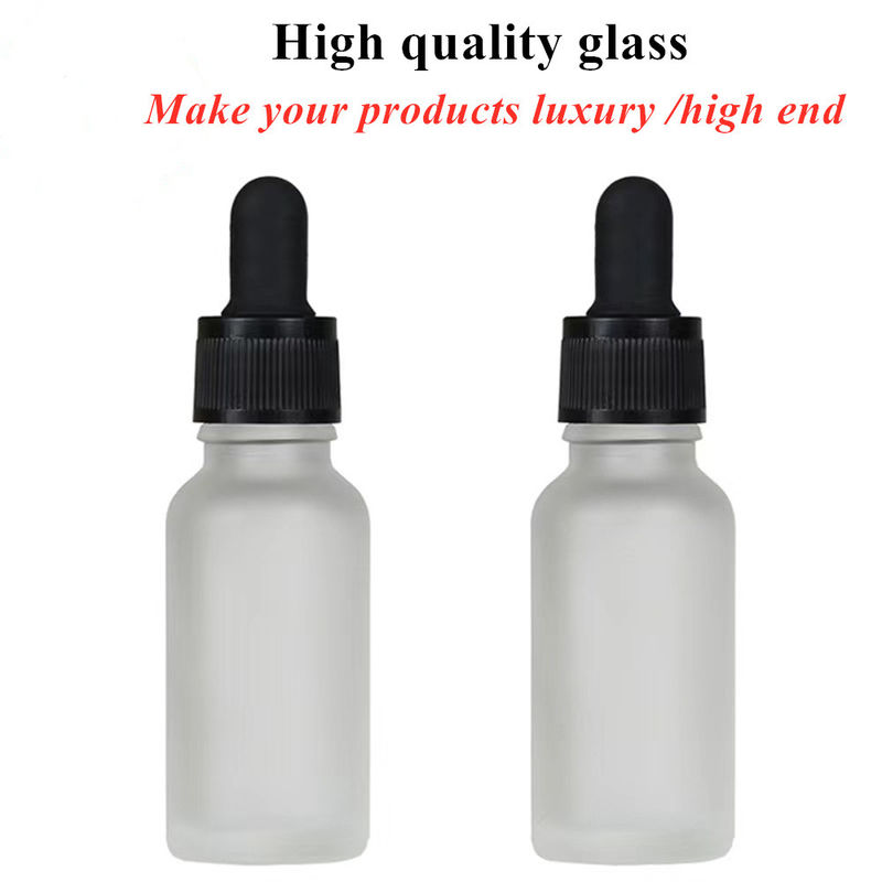 20ml 30ml50ml 2oz Cosmetic Personal care Eye Essential Oil Glass White Frosted Dropper Bottle with Dropper Cap