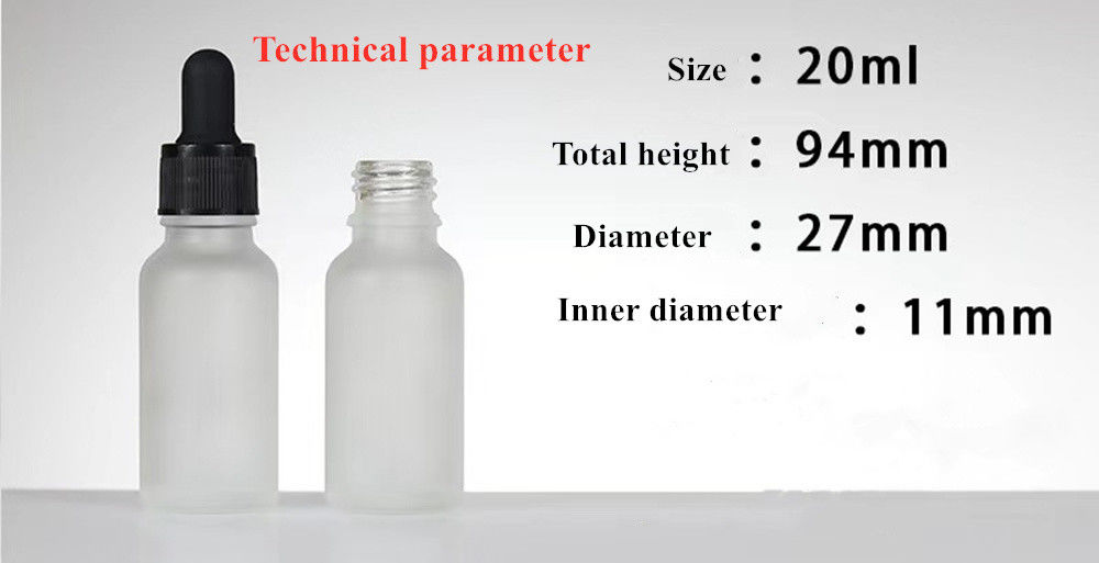 20ml 30ml50ml 2oz Cosmetic Personal care Eye Essential Oil Glass White Frosted Dropper Bottle with Dropper Cap