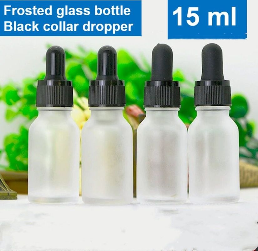 Luxury 1oz 2oz 10ml 15ml 20ml 30ml 50ml Empty round skincare serum Essential Oil Eye White Frosted Glass Dropper Bottle