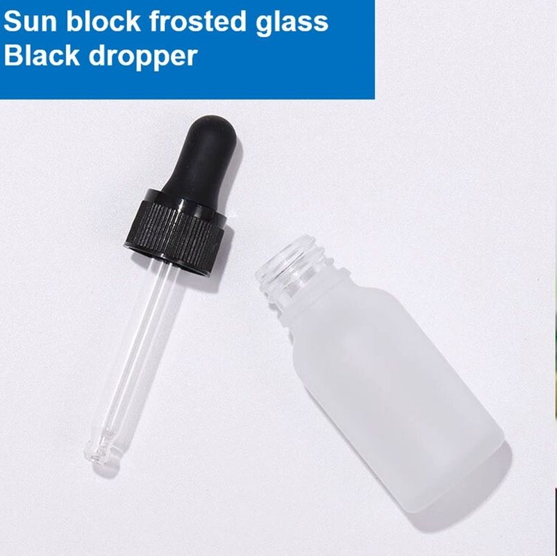Luxury 1oz 2oz 10ml 15ml 20ml 30ml 50ml Empty round skincare serum Essential Oil Eye White Frosted Glass Dropper Bottle