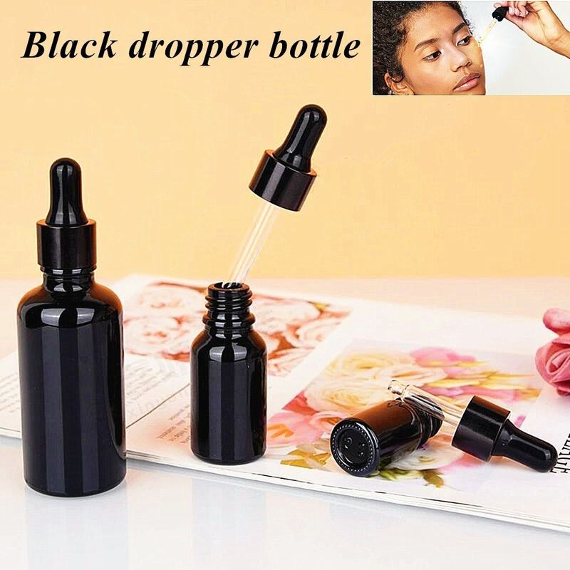 Shiny Black Glass Dropper Bottles 30ml 10ml 15ml 20ml 50ml Empty Glass Dropper Essential Oil Bottle