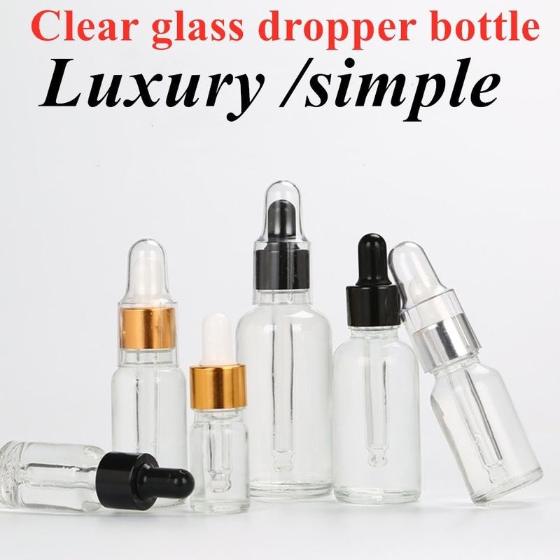 15ml 20ml 50ml 100ml luxury empty Clear Transparent Serum hair Essential Oil Glass Dropper Bottle for skincare