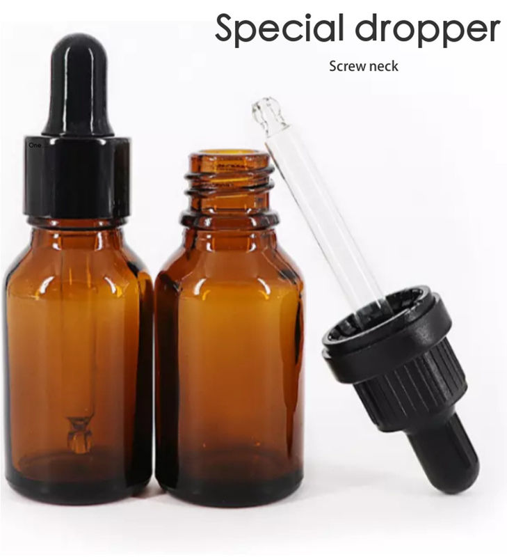 5ml 15ml 20ml 30ml 50ml Cosmetic Packaging Round plastic Collar Facial Essential Oil Amber Essential oil dropper bottle