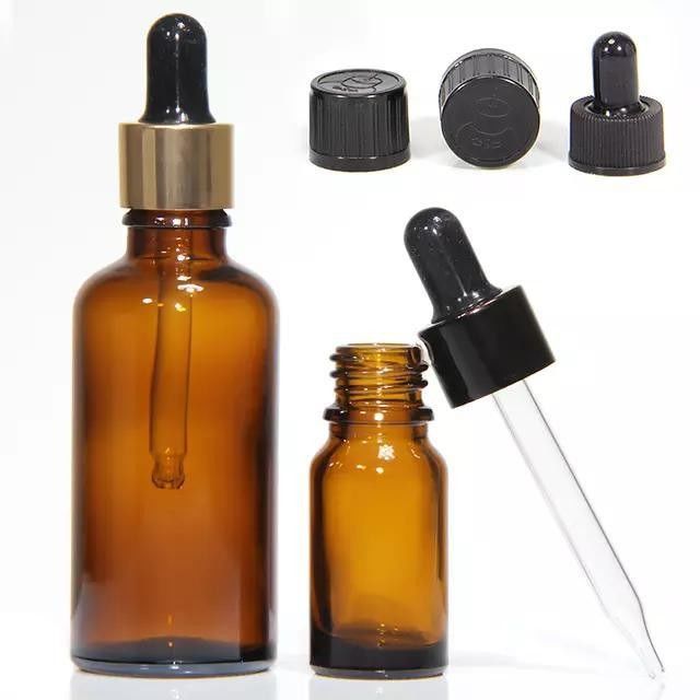 10ml 20ml 30ml 50ml Mini Round Empty Cosmetic Glass Essential Oil Bottle with Plastic Black Dropper