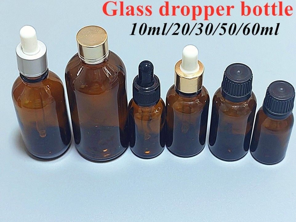 30ml 50ml 60ml 100ml Hair Oils Serum Beard Oil Amber Brown empty round essential oil Glass Dropper Bottle