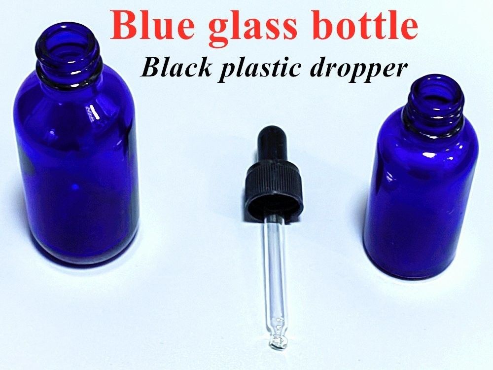 10ml 20ml 30ml 50ml Empty Boston Round Cosmetic Packing Empty Blue Essential Oil Glass Dropper Bottle with Dropper Cap