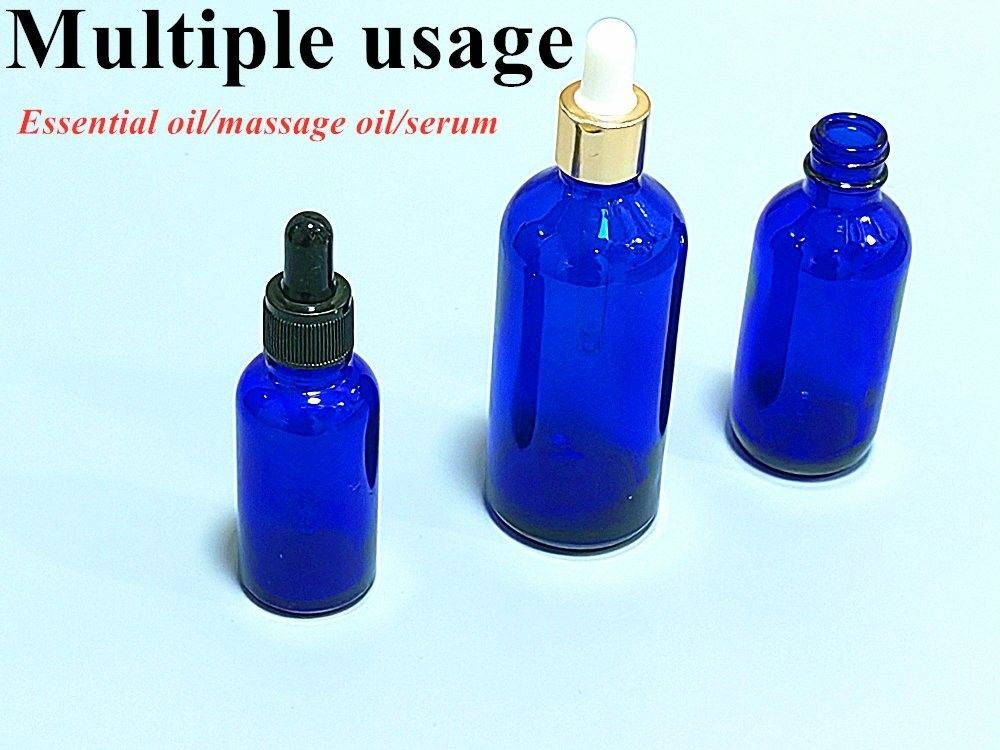 Cosmetic Glass Blue Serum Dropper Bottle 20ml 30ml 50ml Luxury Essential Oil Glass Bottle with Dropper