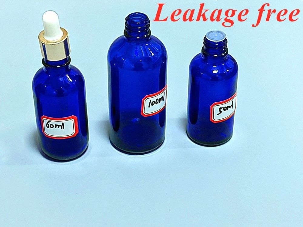 Cosmetic Glass Blue Serum Dropper Bottle 20ml 30ml 50ml Luxury Essential Oil Glass Bottle with Dropper