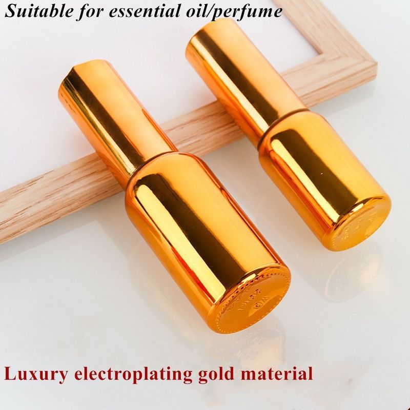 Luxury Shiny 30ml 50ml 60ml Gold UV Electroplate Serum golden glass Essential Oil Glass Dropper Bottle with Spray Head