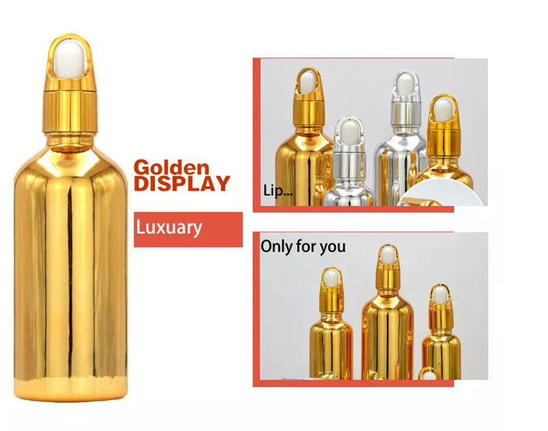 High quality Luxury Cosmetic Package 10ml 20ml 30ml 50ml Electroplating Gold Essential Oils Serum Glass Dropper bottle