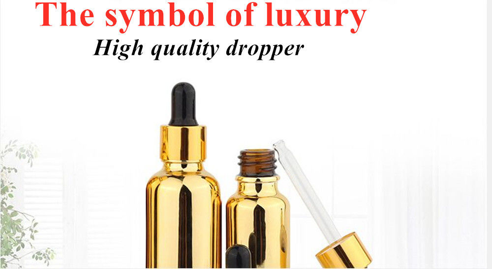 20ml 30ml 50ml Empty Reusable Electroplating Gold Cosmetic Package serum Skincare essential oil Glass Dropper Bottle