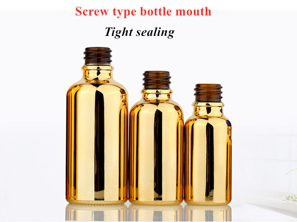 20ml 30ml 50ml Empty Reusable Electroplating Gold Cosmetic Package serum Skincare essential oil Glass Dropper Bottle