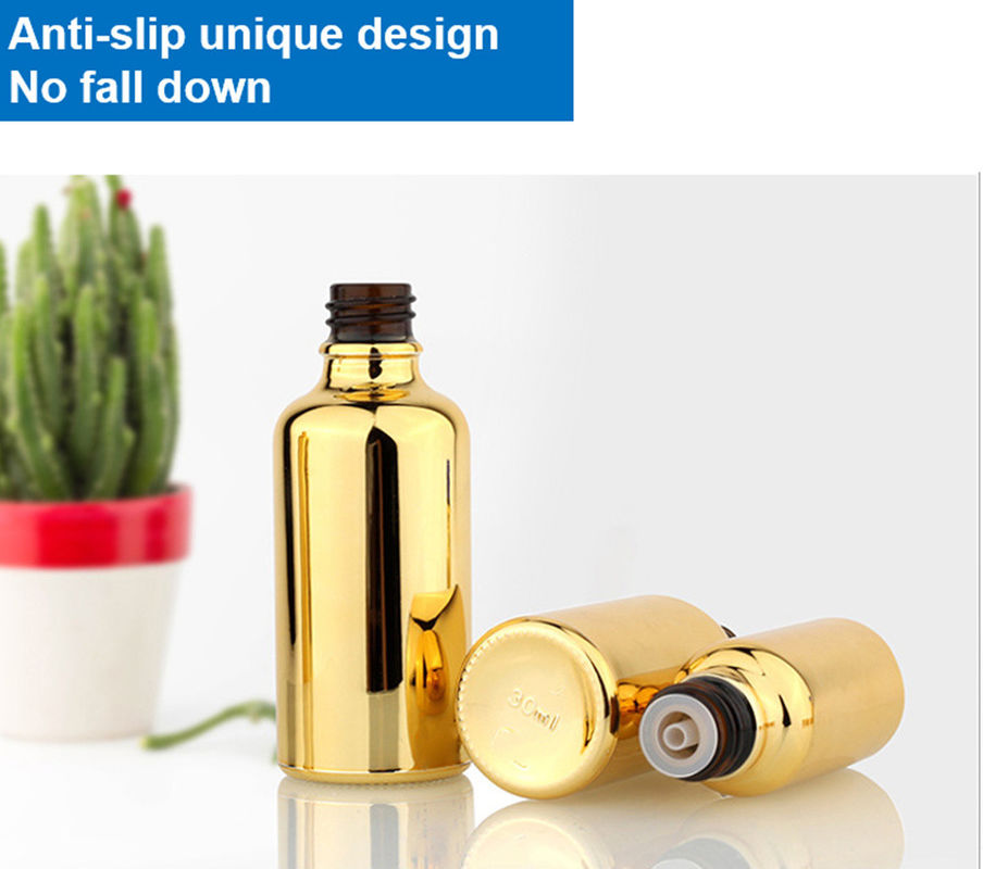 20ml 30ml 50ml Empty Reusable Electroplating Gold Cosmetic Package serum Skincare essential oil Glass Dropper Bottle