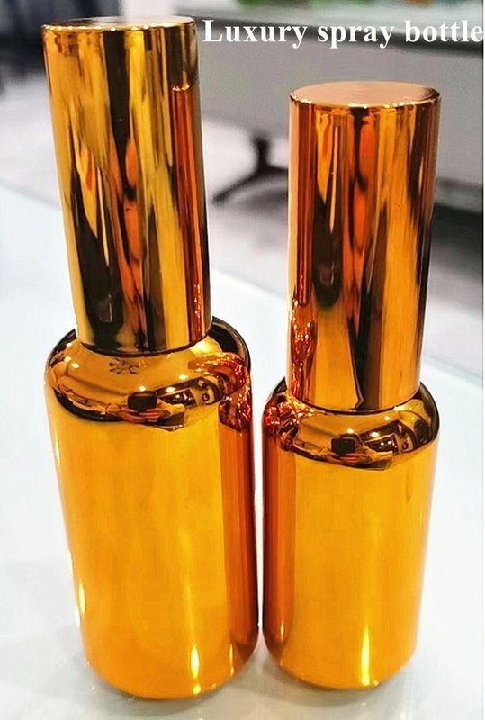 30ml 50ml Electropplating Gold Silver Glass Spray Cosmetics Bottle Gold cosmetic Essential Oil Bottle