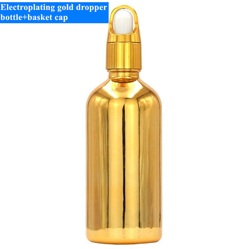 10ml 20ml 30ml 50ml Electroplated Gold Essential Oil Bottle Small Gold Bottle Cosmetics Glass dropper Bottle