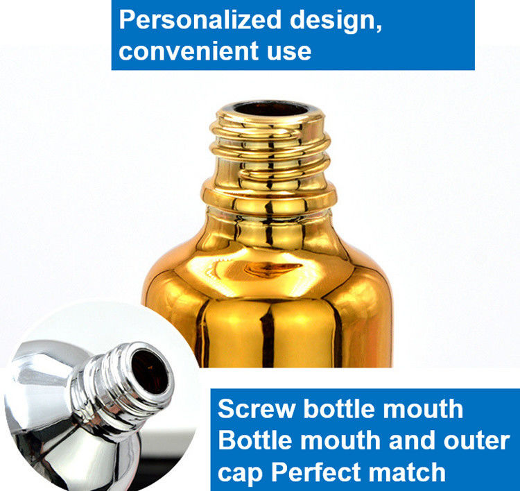 10ml 20ml 30ml 50ml Electroplated Gold Essential Oil Bottle Small Gold Bottle Cosmetics Glass dropper Bottle
