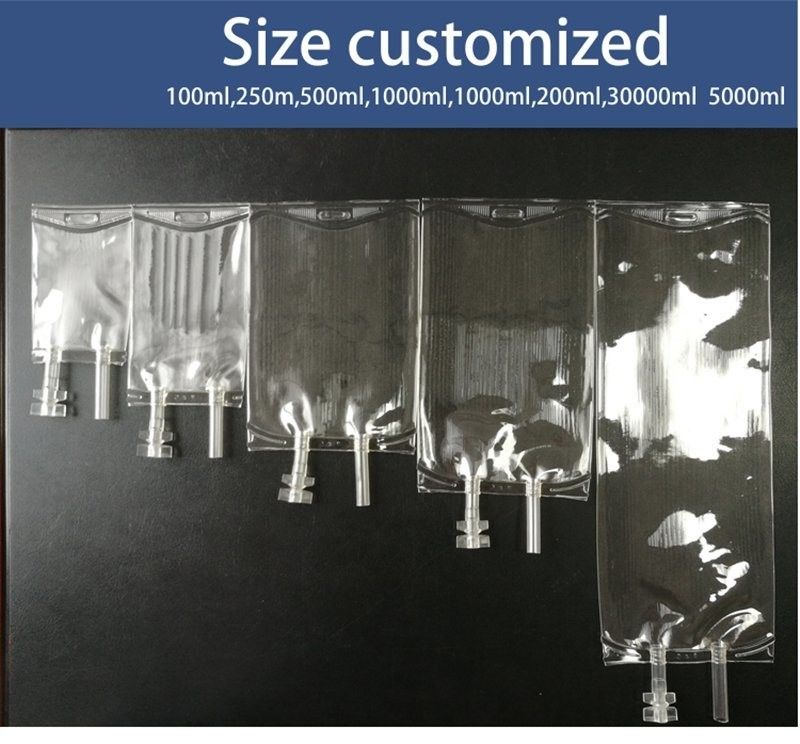 250ml 500ml 1000ml Disposable PVC Disposable Medical Infusion Bag IV Infusion Bag with single Tube Soft Bag