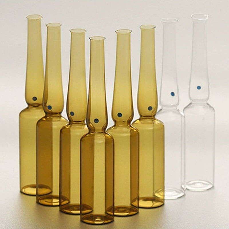 5ml 10ml 20ml Transparent Amber Tubular Glass Ampoule with Color Ring Break Medical Neutral Borosilicate glass ampoule