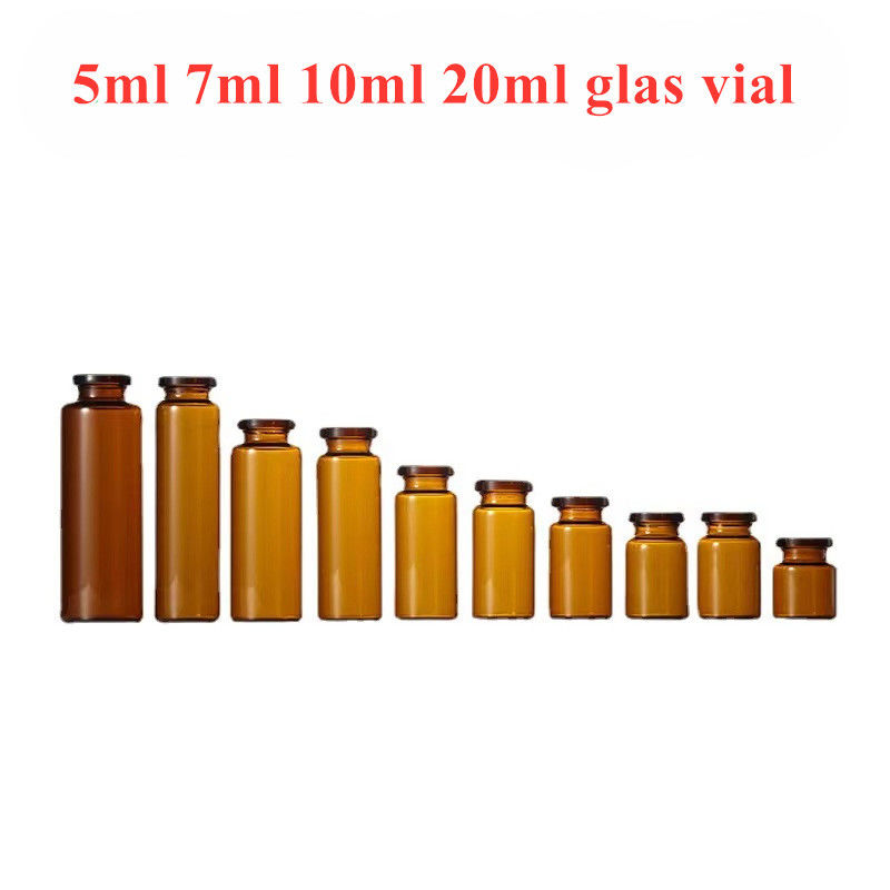 Pharmaceutical 5ml 10ml Empty Amber Clear Injection Tubular medical Glass bottle Vial Bottle with Butyl Rubber Stopper