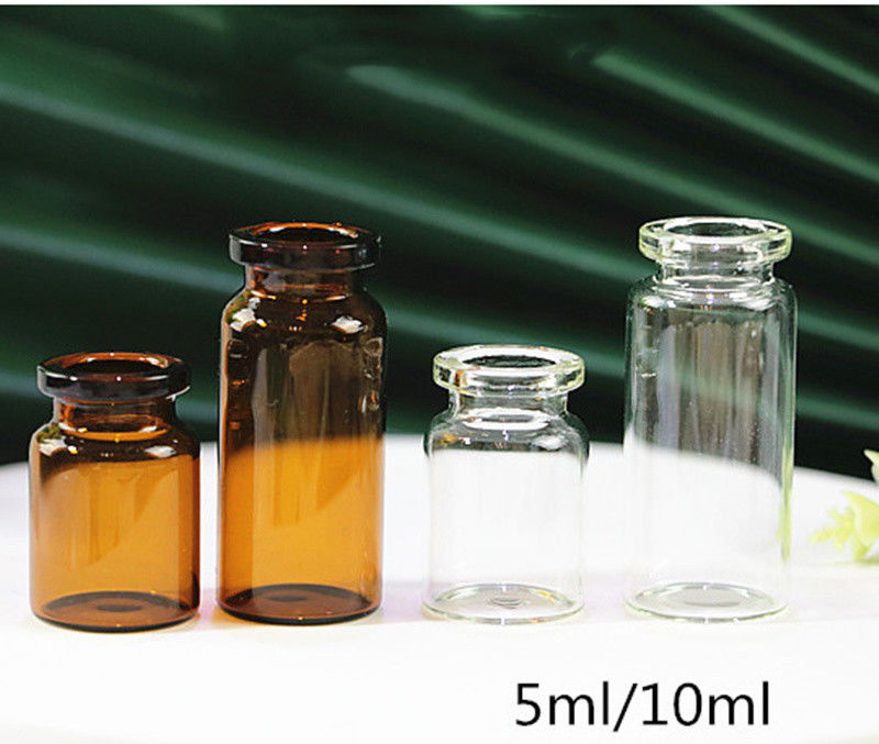Molded Type I Glass Vial Medical Glass Vial 10ml With Rubber Stopper